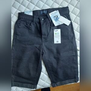 Black Jean Shorts with Smooth Finish